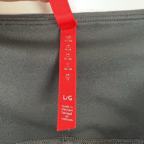 Spanx Black White Faux Leather Side Stripe Tummy Control Leggings SZ L - Picture 8 of 9